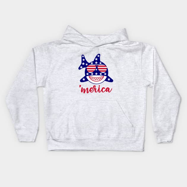 Baby Shark America 4th July Kids Hoodie by PrintcoDesign